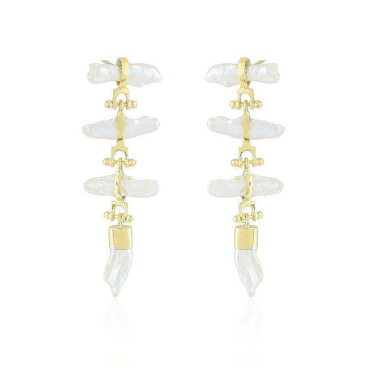 Greta Earrings | Pearl | Gold – Plated