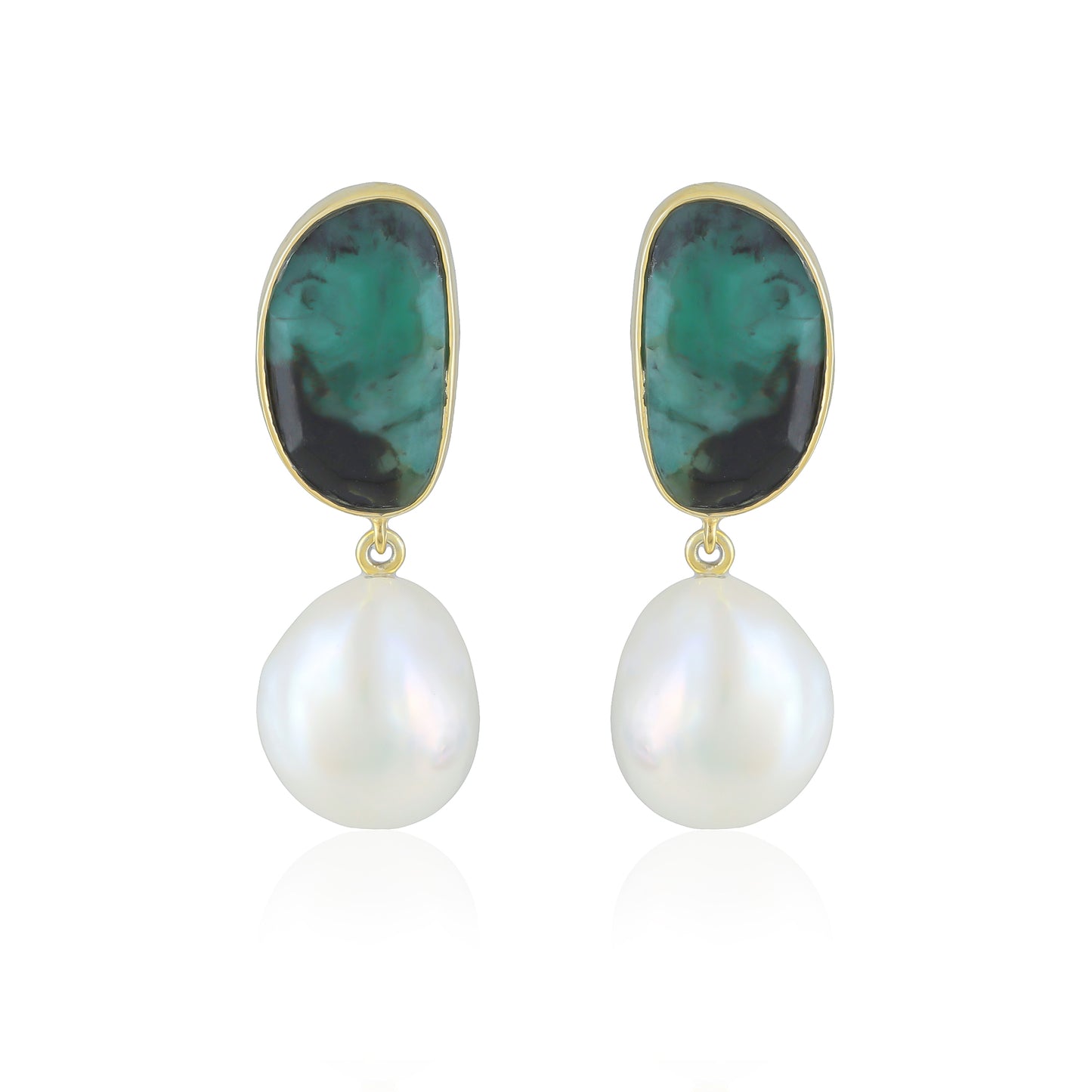 Sage Earrings | Emerald | Pearl | Gold – Plated