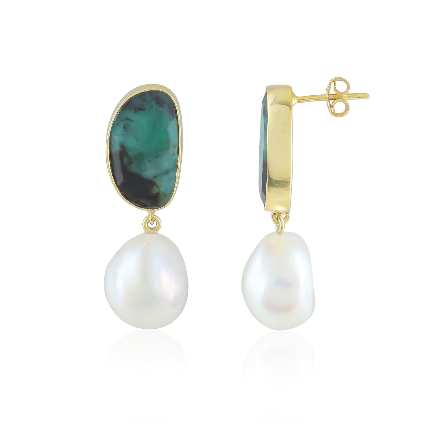 Sage Earrings | Emerald | Pearl | Gold – Plated