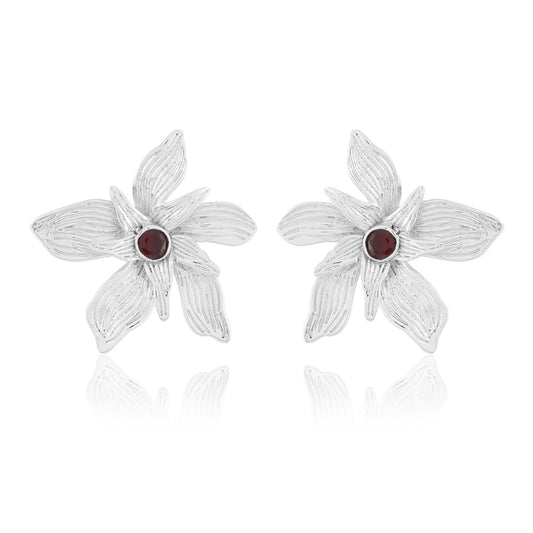 Gaia Earrings | Garnet and Pearl