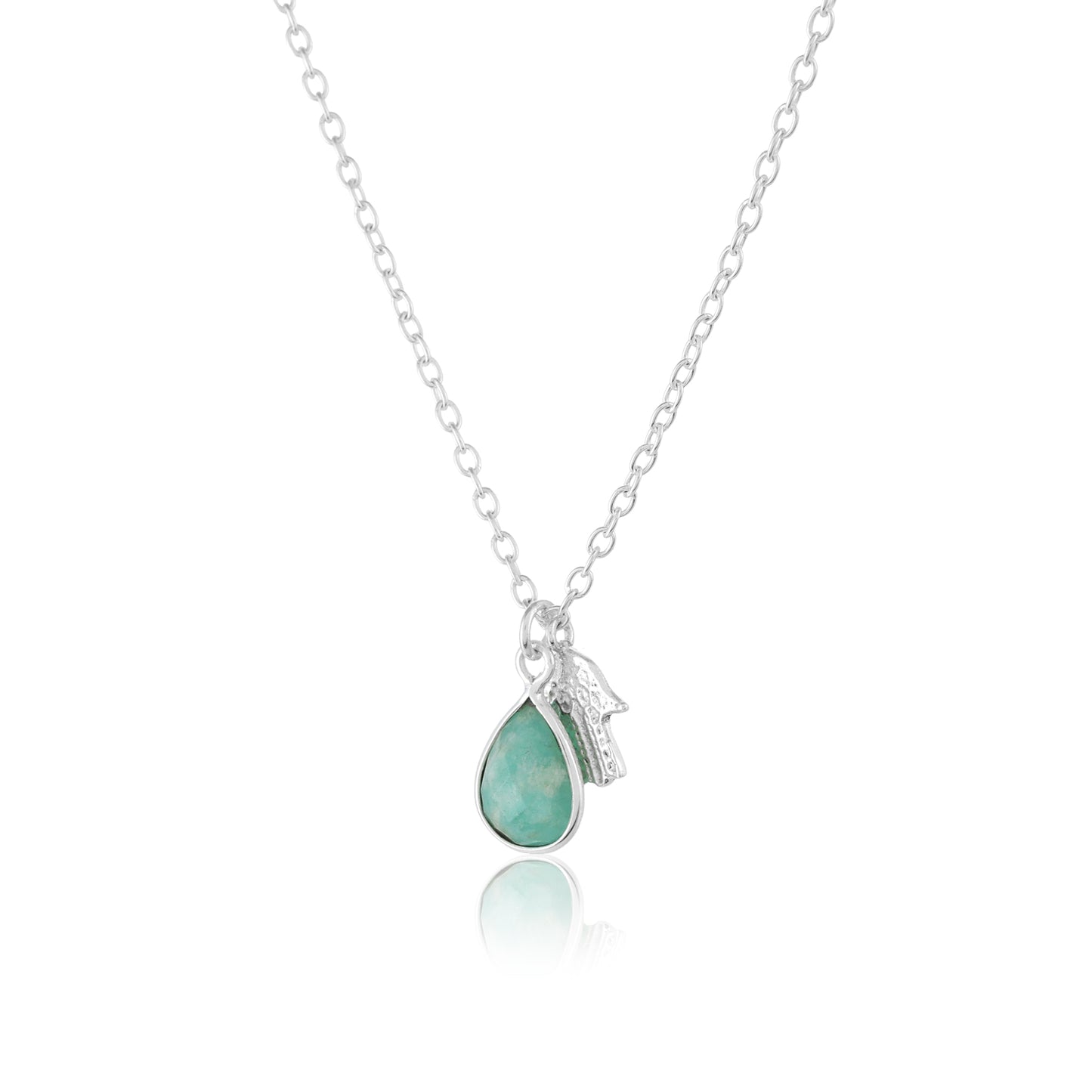 Mini Hand of Hamsa Necklace | Amazonite