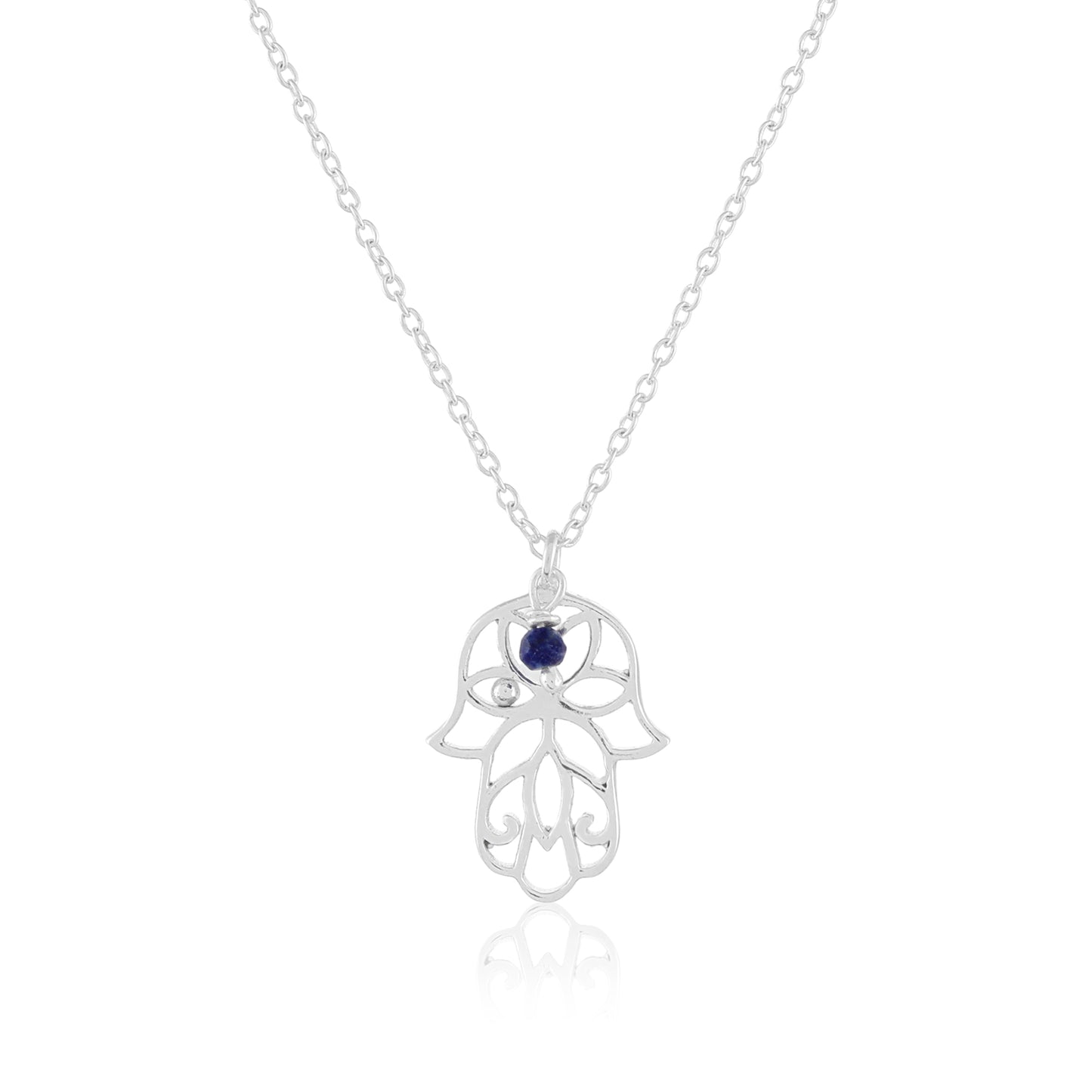 Hand of Hamsa Necklace | Lapis Lazuli