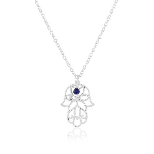 Hand of Hamsa Necklace | Lapis Lazuli