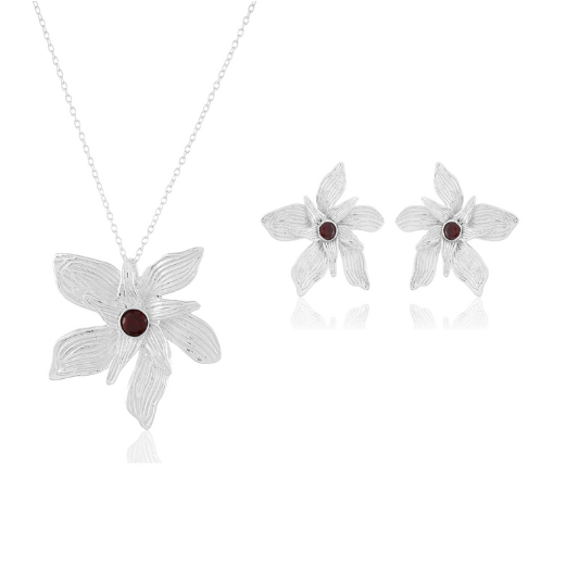 Gaia Set - 2 pcs | Garnet and Pearl